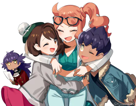 Gloria (Pokémon) Sonia (Pokémon) Hop (Pokémon) Leon (Pokémon) Pokémon Sword & Shield Anime Pokemon HD Desktop Wallpaper | Background Image