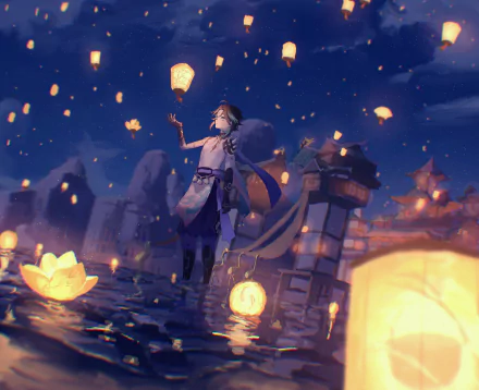 Lantern Rite (Genshin Impact) Xiao (Genshin Impact) video game Genshin Impact HD Desktop Wallpaper | Background Image