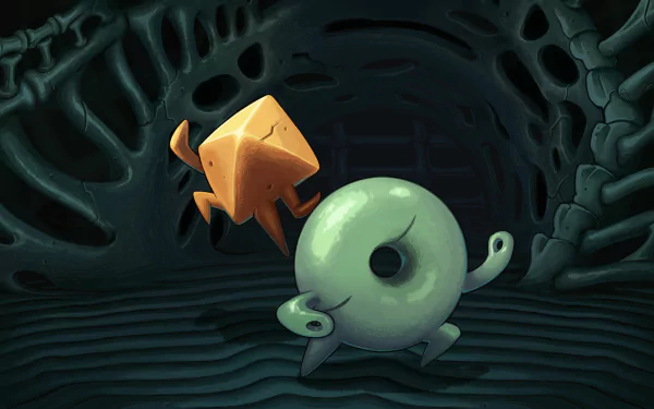 HD desktop wallpaper featuring a character from Slay the Spire surrounded by a dark, bone-structured backdrop.