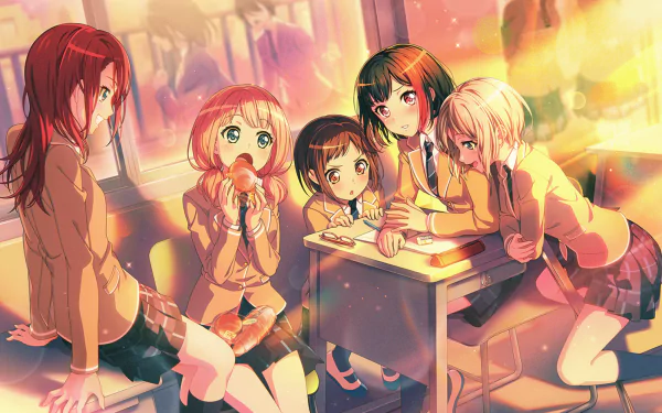 Afterglow (BanG Dream!) Himari Uehara Tomoe Udagawa Ran Mitake Tsugumi Hazawa Moca Aoba Anime BanG Dream! Girls Band Party! HD Desktop Wallpaper | Background Image