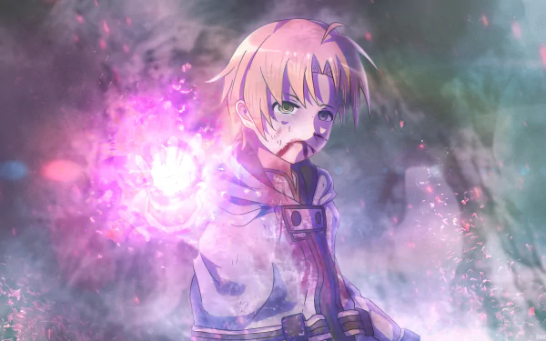 Rudeus Greyrat from Mushoku Tensei: Jobless Reincarnation unleashing violet magic through mist — 4K Ultra HD anime PC desktop wallpaper/background