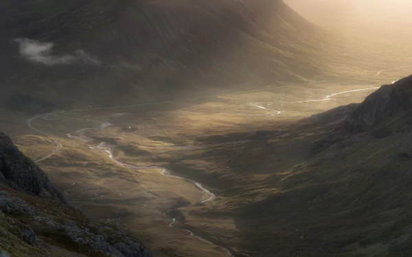  River Coupall flowing by Lagangarbh Cottage at the door of Buachaille Etive Mor, Glen Coe, Scotland by John McSporran