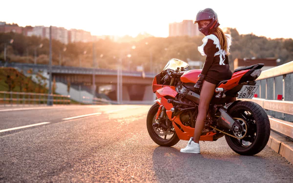Kawasaki Ninja ZX-6R woman Girls & Motorcycles HD Desktop Wallpaper | Background Image