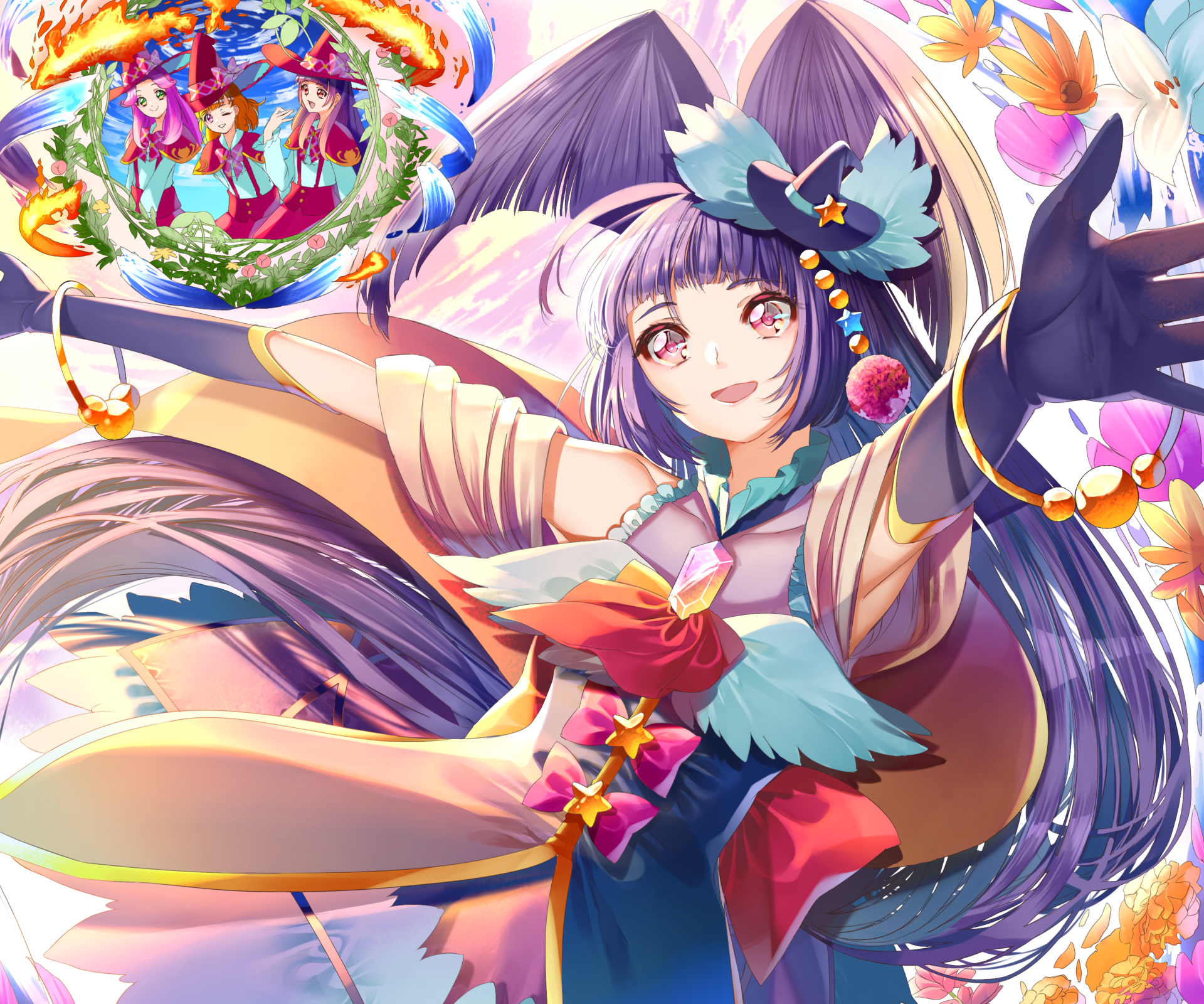 Download Izayoi Riko Hanami Kotoha Haa-chan (Pretty Cure) Cure Magical Asahina Mirai Anime Witchy PreCure! HD Wallpaper