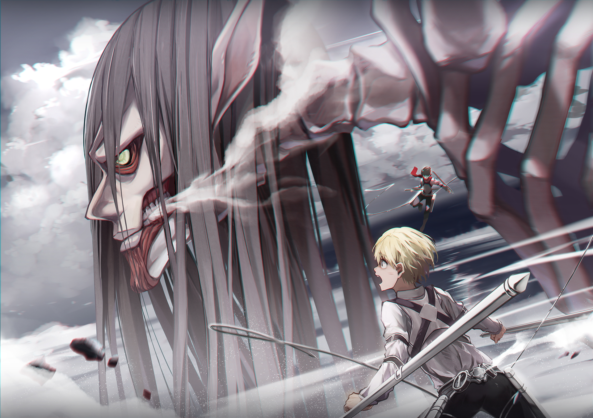 Download Armin Arlert Eren Yeager Mikasa Ackerman Founding Titan Anime Attack On Titan Eren & Mikasa HD Wallpaper