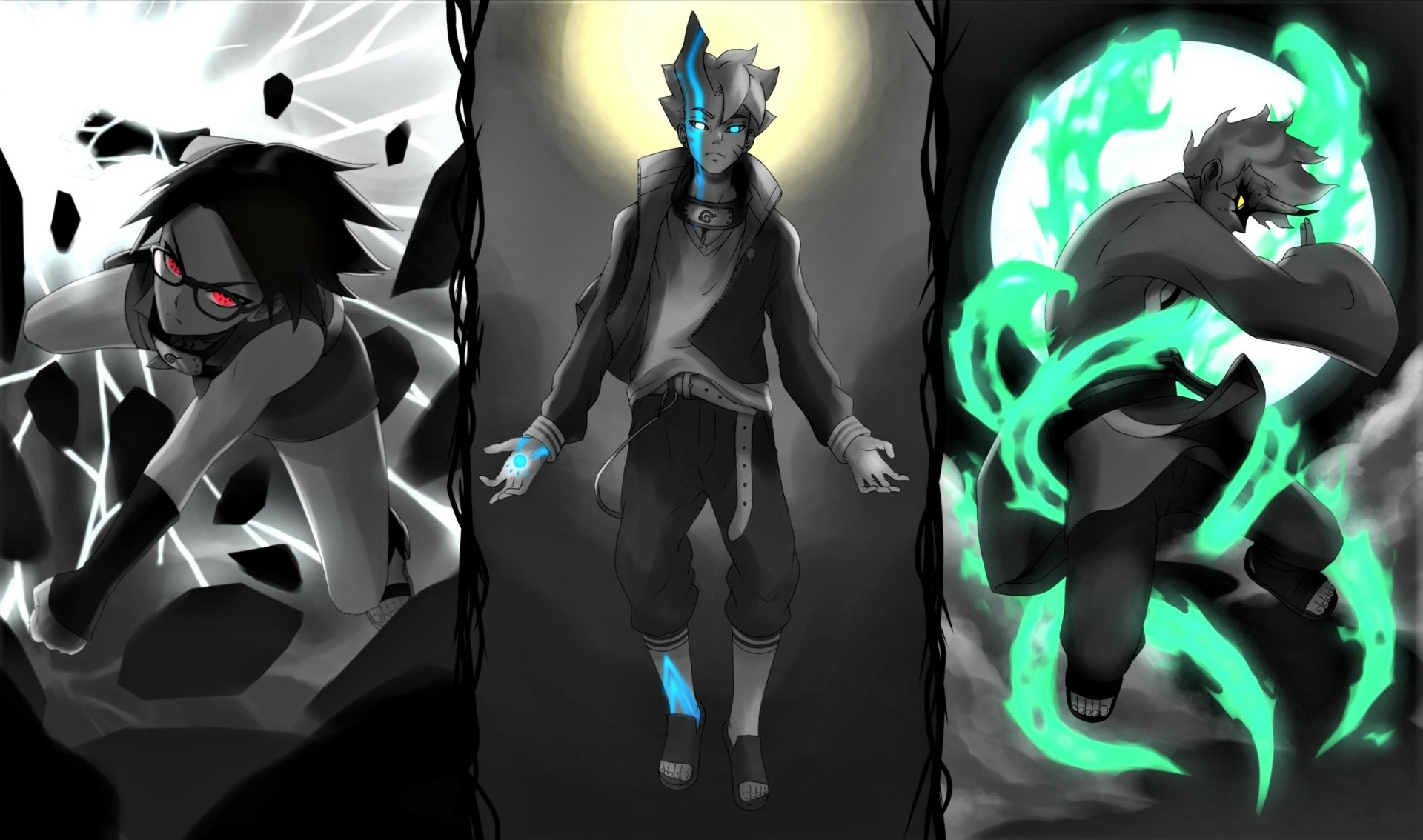 Download Chidori (Naruto) Borushiki (Boruto) Mitsuki (Naruto) Sarada Uchiha Boruto Uzumaki Anime Boruto HD Wallpaper by Naito Mizuki