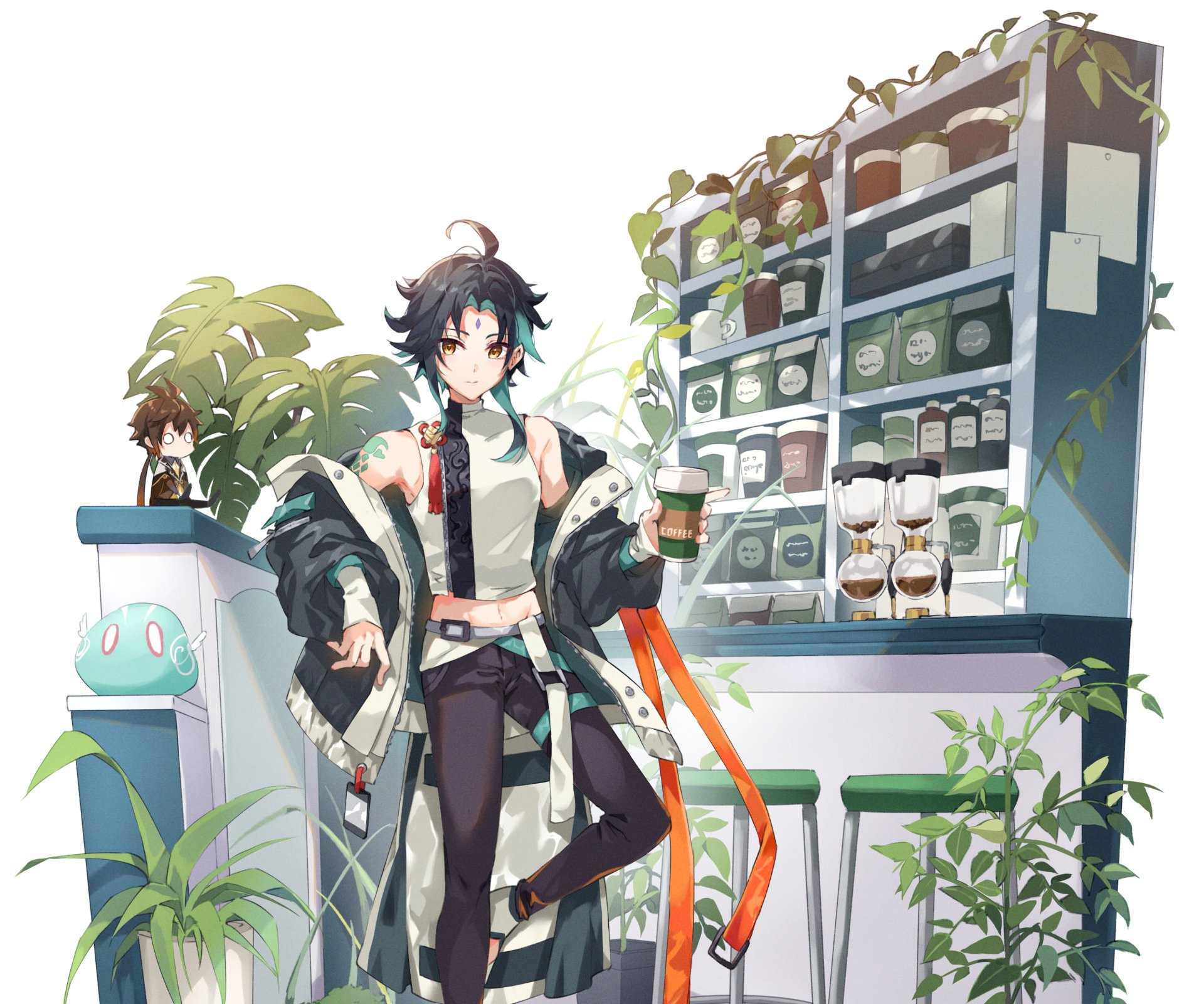 Download Xiao (Genshin Impact) Slime (Genshin Impact) Video Game Genshin Impact HD Wallpaper