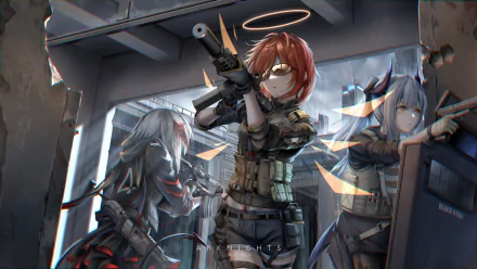 W (Arknights) Liskarm (Arknights) Exusiai (Arknights) video game Arknights HD Desktop Wallpaper | Background Image