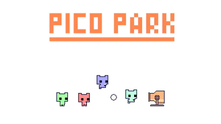 PICO PARK game logo with colorful pixelated characters for HD desktop wallpaper background.