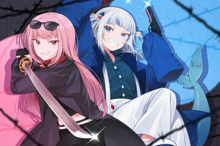 hololive Mori Calliope Gawr Gura Anime Virtual Youtuber HD Desktop Wallpaper | Background Image