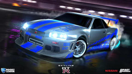  Rocket League - Nissan Skyline GT-R R34 Hero Art by Michael Scala