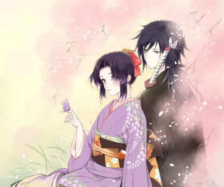 GiyuShino (Demon Slayer) Giyuu Tomioka Shinobu Kocho Anime Demon Slayer: Kimetsu no Yaiba Demon Slayer HD Desktop Wallpaper | Background Image