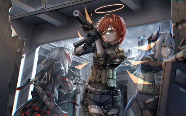 W (Arknights) Liskarm (Arknights) Exusiai (Arknights) video game Arknights HD Desktop Wallpaper | Background Image
