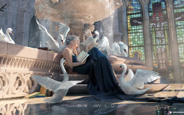 Comics GhostBlade Swan Black Dress Fantasy HD Wallpaper | Background Image