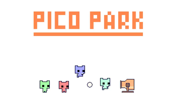 PICO PARK game logo with colorful pixelated characters for HD desktop wallpaper background.
