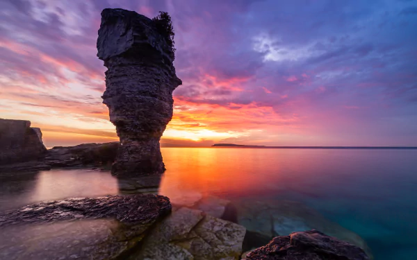 sunset Canada nature rock HD Desktop Wallpaper | Background Image