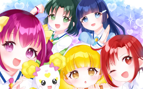 Midorikawa Nao Kise Yayoi Hoshizora Miyuki Hino Akane Candy (Smile Precure) Reika Aoki Anime smile precure! HD Desktop Wallpaper | Background Image