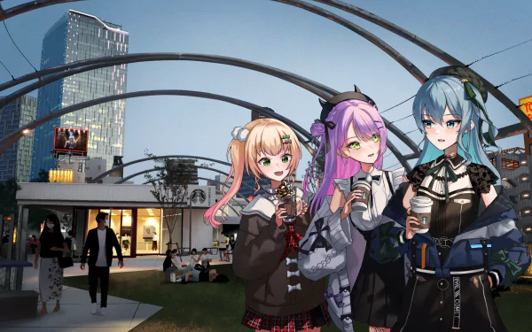 Tokoyami Towa Momosuzu Nene Hoshimachi Suisei hololive Anime Virtual Youtuber HD Desktop Wallpaper | Background Image