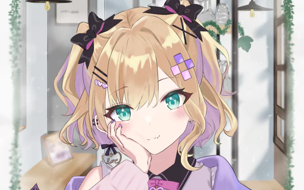 VSPO! Kurumi Noah Iris Black Games Anime Virtual Youtuber HD Desktop Wallpaper | Background Image