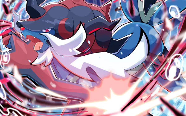 HD PC desktop wallpaper featuring Samurott from the Pokémon anime, showcasing dynamic battle action with vibrant colors and energetic effects.