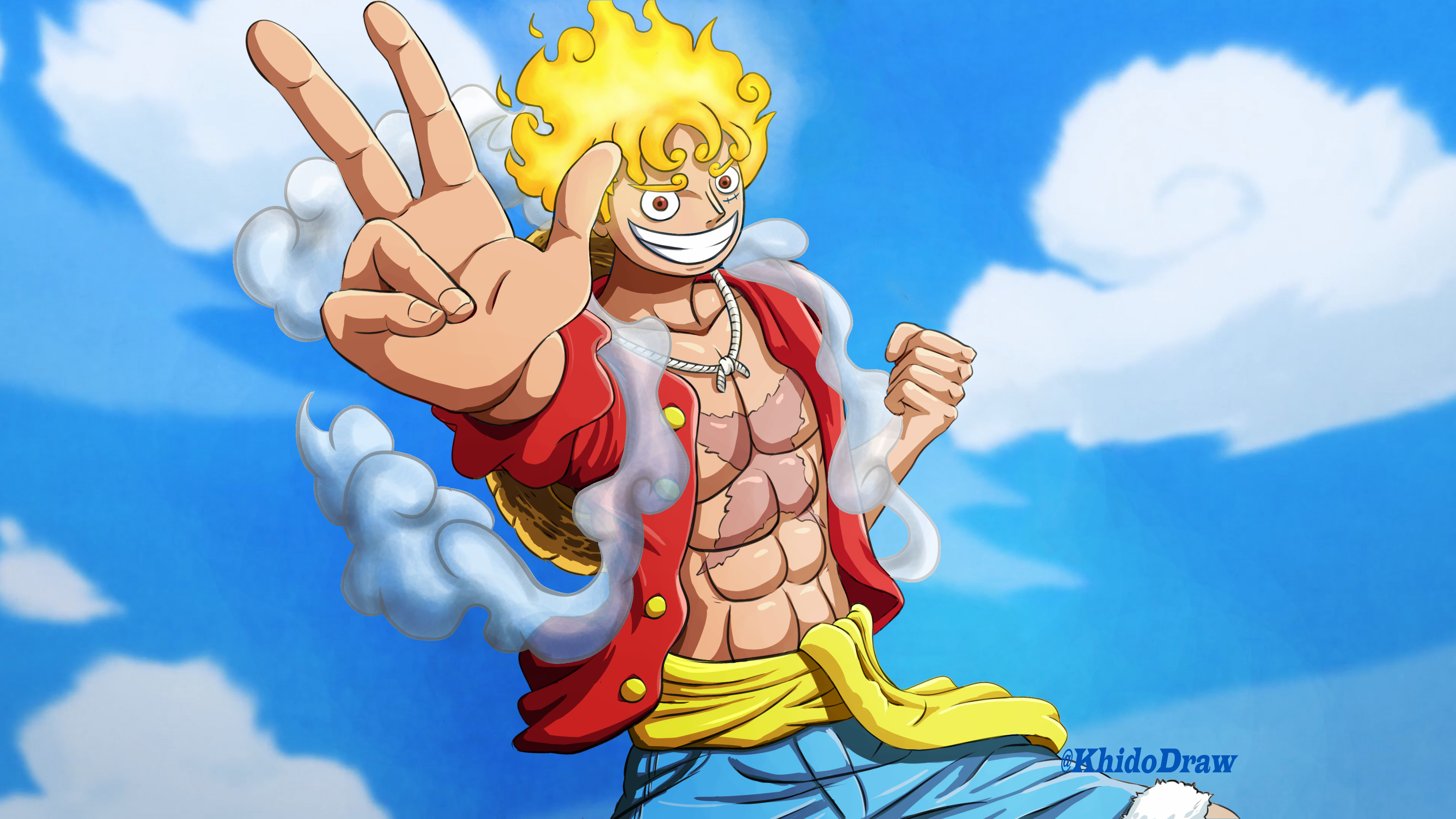 Luffy GEAR 5 by khidoDraw là một trong những bức ảnh tuyệt đẹp nhất về nhân vật Luffy với đầy tính sáng tạo và độc đáo. Hãy thử đưa mình vào thế giới One Piece bằng cách ngắm nhìn những chi tiết rực rỡ, tinh tế và đầy cảm hứng trong bức tranh này.