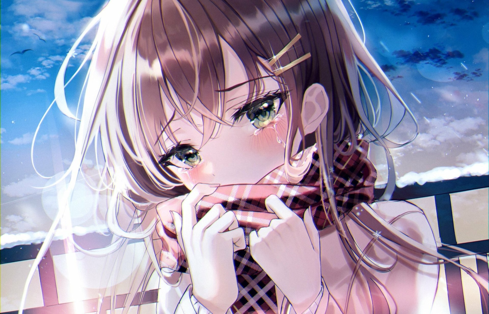 Download Tears Crying Anime Girl Anime Girl HD Wallpaper