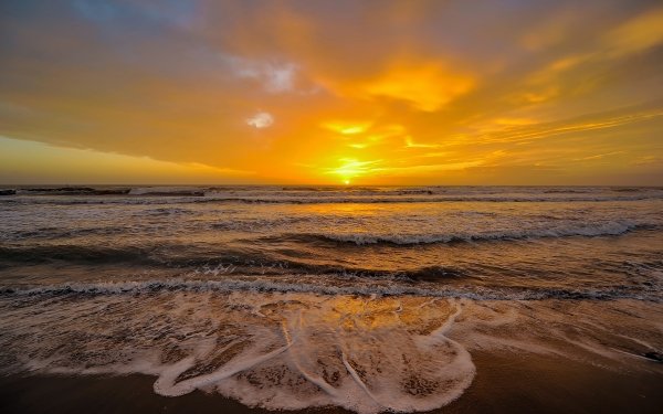 Nature Sunset Ocean Horizon HD Wallpaper | Background Image
