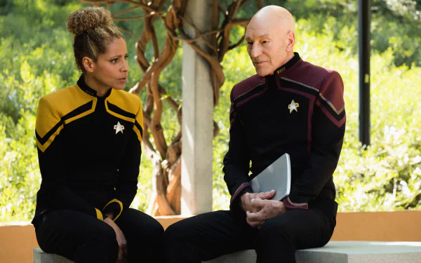 Rafaella (Star Trek) Michelle Hurd Jean-Luc Picard Patrick Stewart TV Show Star Trek: Picard HD Desktop Wallpaper | Background Image