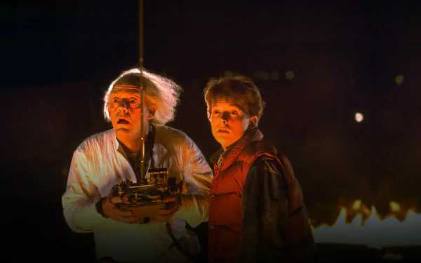 Christopher Lloyd Dr. Emmett Brown Michael J. Fox Marty McFly movie Back To The Future HD Desktop Wallpaper | Background Image
