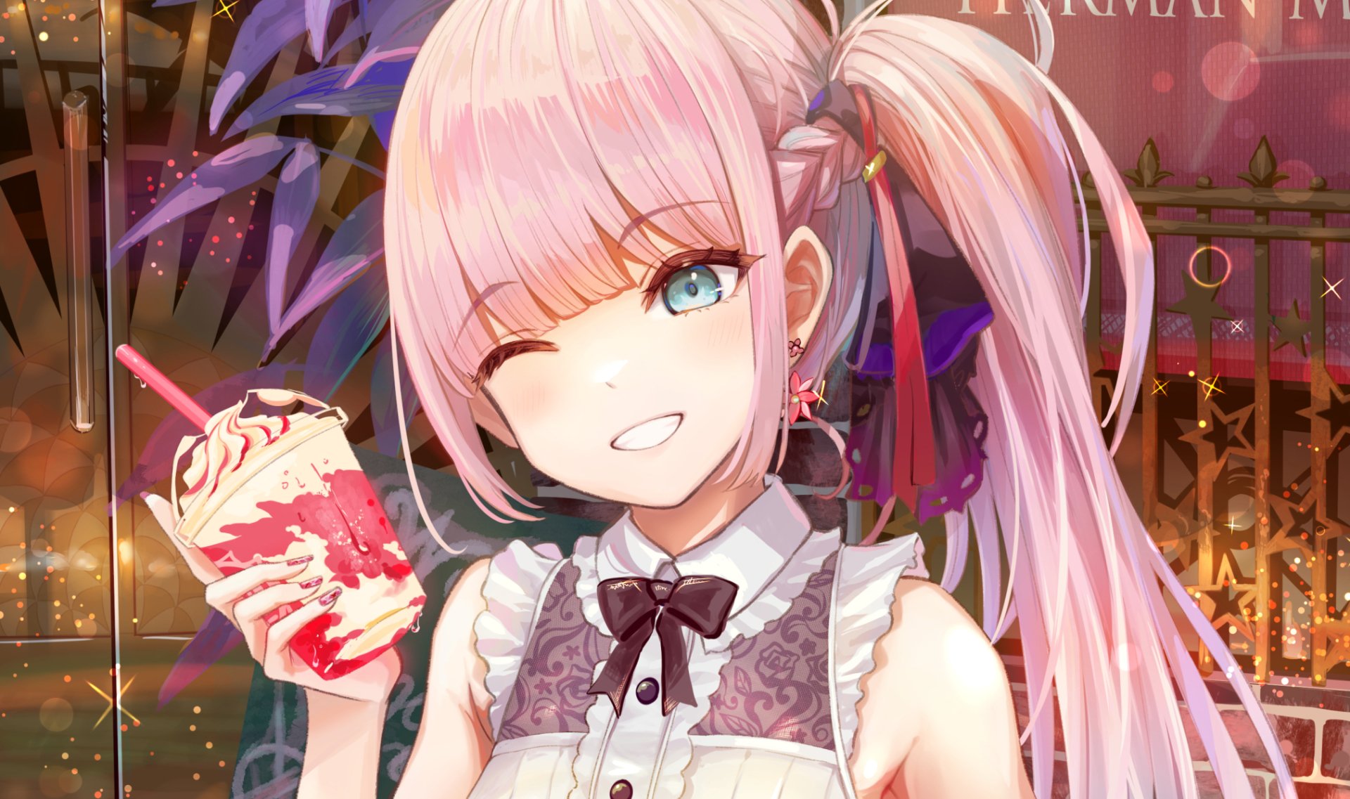 Download Wink Anime Girl Anime Girl HD Wallpaper