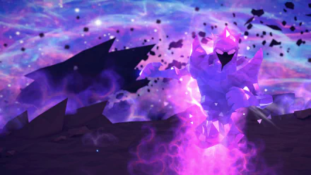 HD wallpaper featuring mystical purple crystal entity from For The King game with cosmic background for desktop.