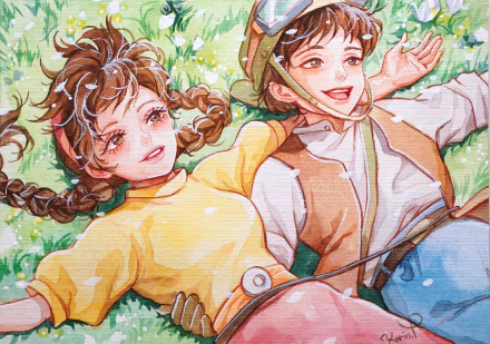 Pazu (Laputa: Castle in the Sky) Sheeta (Laputa: Castle in the Sky) Anime Laputa: Castle in the Sky HD Desktop Wallpaper | Background Image