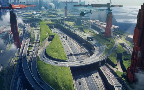 Sci Fi City Highway HD Wallpaper | Background Image
