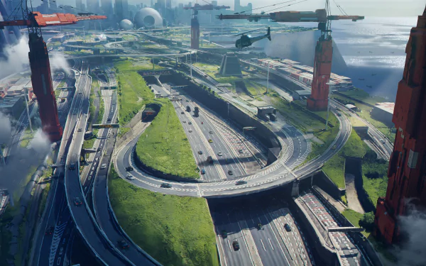 highway Sci Fi city sci fi city HD Desktop Wallpaper | Background Image