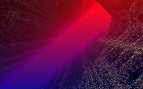 Abstract tunnel with intricate textured walls illuminated by vibrant red and purple lighting, rendered in 4K Ultra HD for a striking PC desktop wallpaper.
