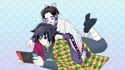GiyuShino (Demon Slayer) Giyuu Tomioka Shinobu Kocho Anime Demon Slayer: Kimetsu no Yaiba Demon Slayer HD Desktop Wallpaper | Background Image