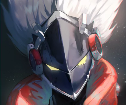 HD desktop wallpaper featuring Billy Kid from the video game Zenless Zone Zero, showcasing a sleek, futuristic helmet with glowing yellow eyes.