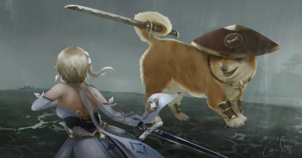 Lumine (Genshin Impact) Taroumaru (Genshin Impact) video game Genshin Impact HD Desktop Wallpaper | Background Image