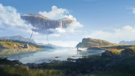 floating island fantasy landscape fantasy landscape HD Desktop Wallpaper | Background Image