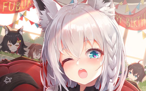 Anime Virtual Youtuber Shirakami Fubuki Hololive HD Wallpaper | Background Image