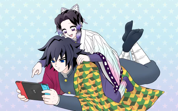 GiyuShino (Demon Slayer) Giyuu Tomioka Shinobu Kochou Anime Demon Slayer: Kimetsu no Yaiba HD Desktop Wallpaper | Background Image