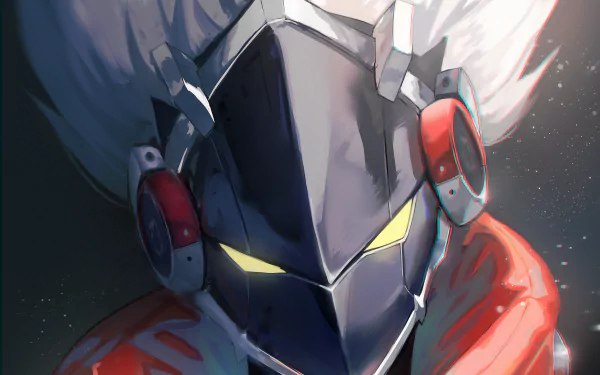 HD desktop wallpaper featuring Billy Kid from the video game Zenless Zone Zero, showcasing a sleek, futuristic helmet with glowing yellow eyes.