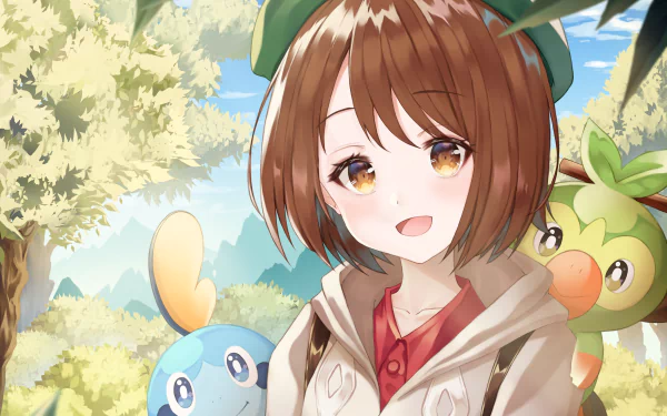 Grookey (Pokémon) Sobble (Pokémon) Gloria (Pokémon) video game Pokémon: Sword and Shield HD Desktop Wallpaper | Background Image