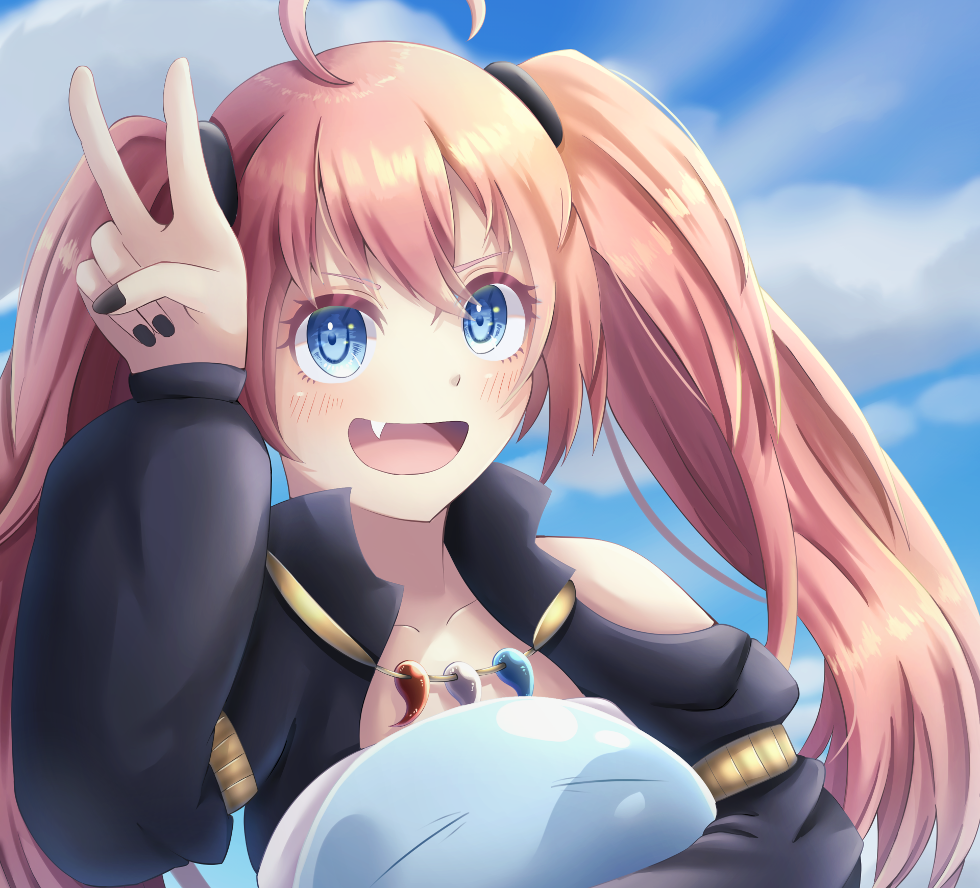 Download Rimuru Tempest Milim Nava Anime That Time I Got Reincarnated As A Slime HD Wallpaper by のこ