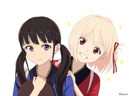 Takina Inoue Chisato Nishikigi Anime Lycoris Recoil HD Desktop Wallpaper | Background Image