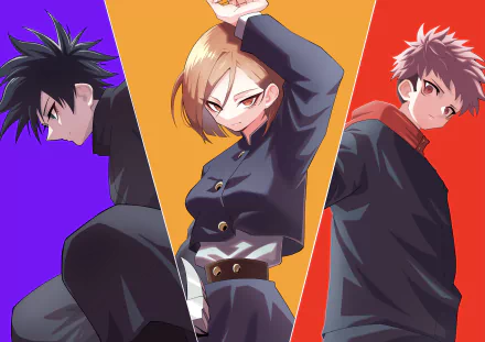 Yuji Itadori Nobara Kugisaki Megumi Fushiguro Anime Jujutsu Kaisen HD Desktop Wallpaper | Background Image