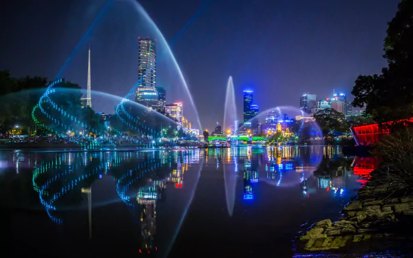 reflection night man made Melbourne HD Desktop Wallpaper | Background Image