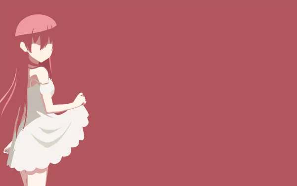 2K Quad HD PC anime desktop wallpaper: Tsukasa Yuzaki from TONIKAWA: Over the Moon For You in a white dress, standing left against a muted rose background.