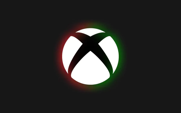 Xbox logo illuminated in red and green on a black background, HD desktop wallpaper.
