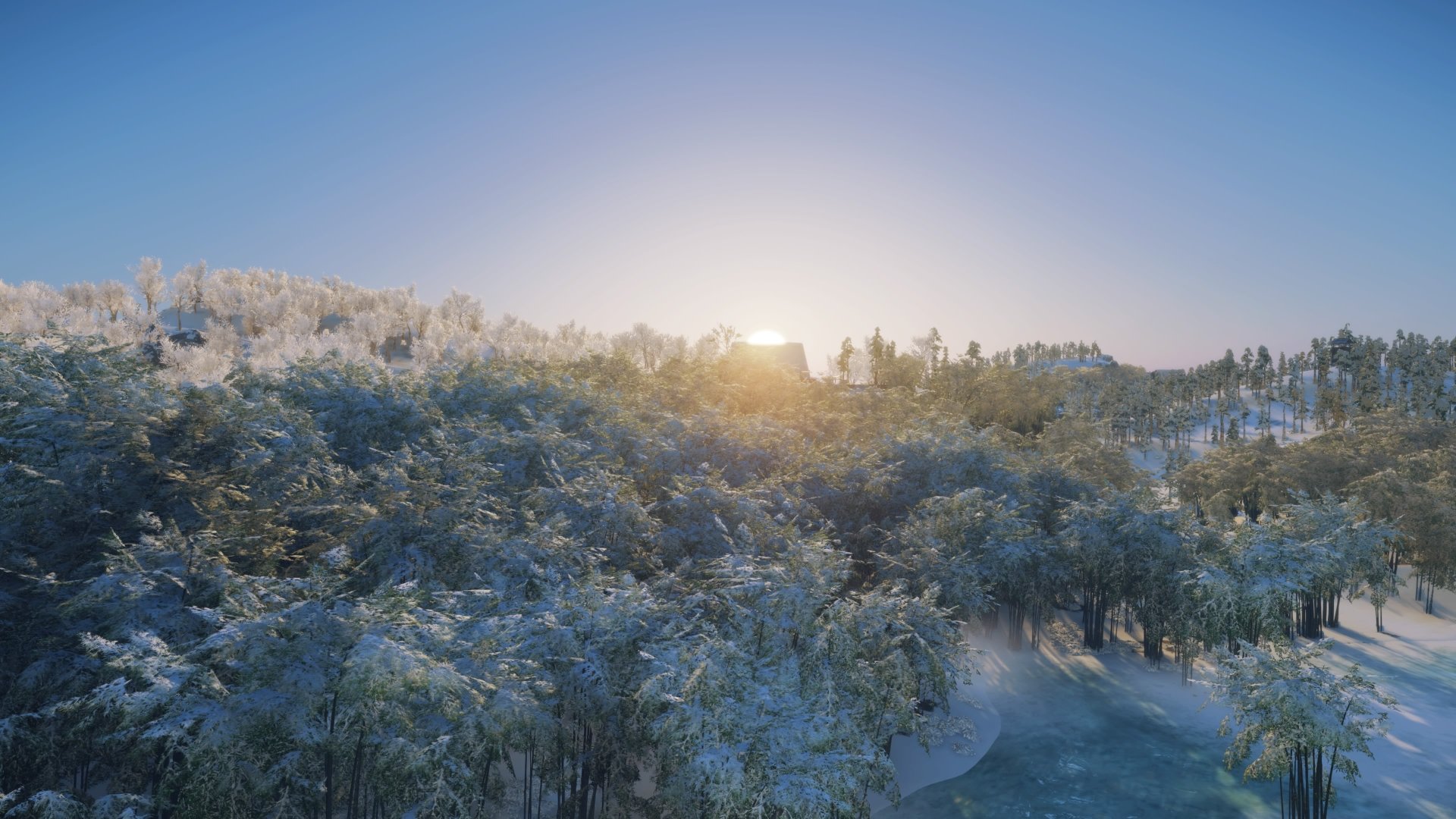 Download Sunrise Snowfall Winter Tree Snow Video Game Ghost Of Tsushima 4k Ultra HD Wallpaper